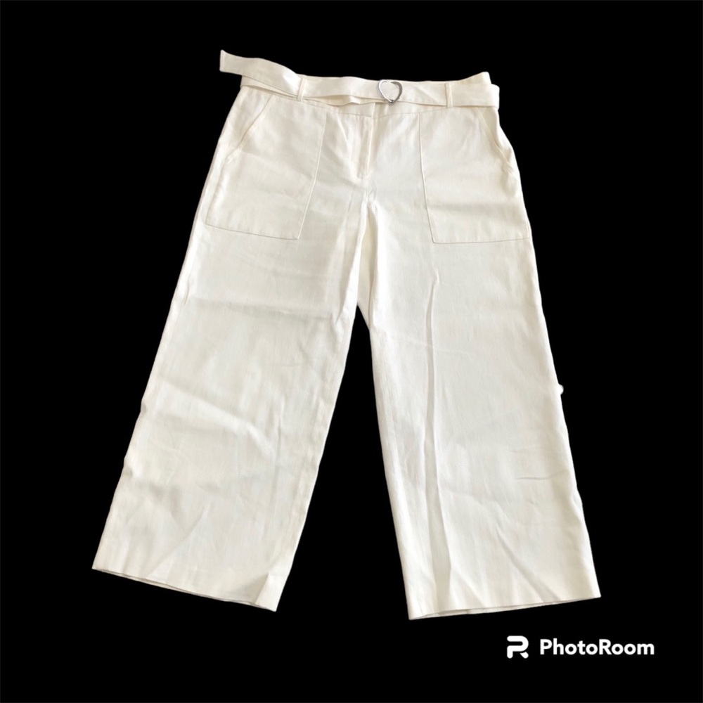 Nordstrom Collection Linen Cropped Capri Pants with Belt size 6